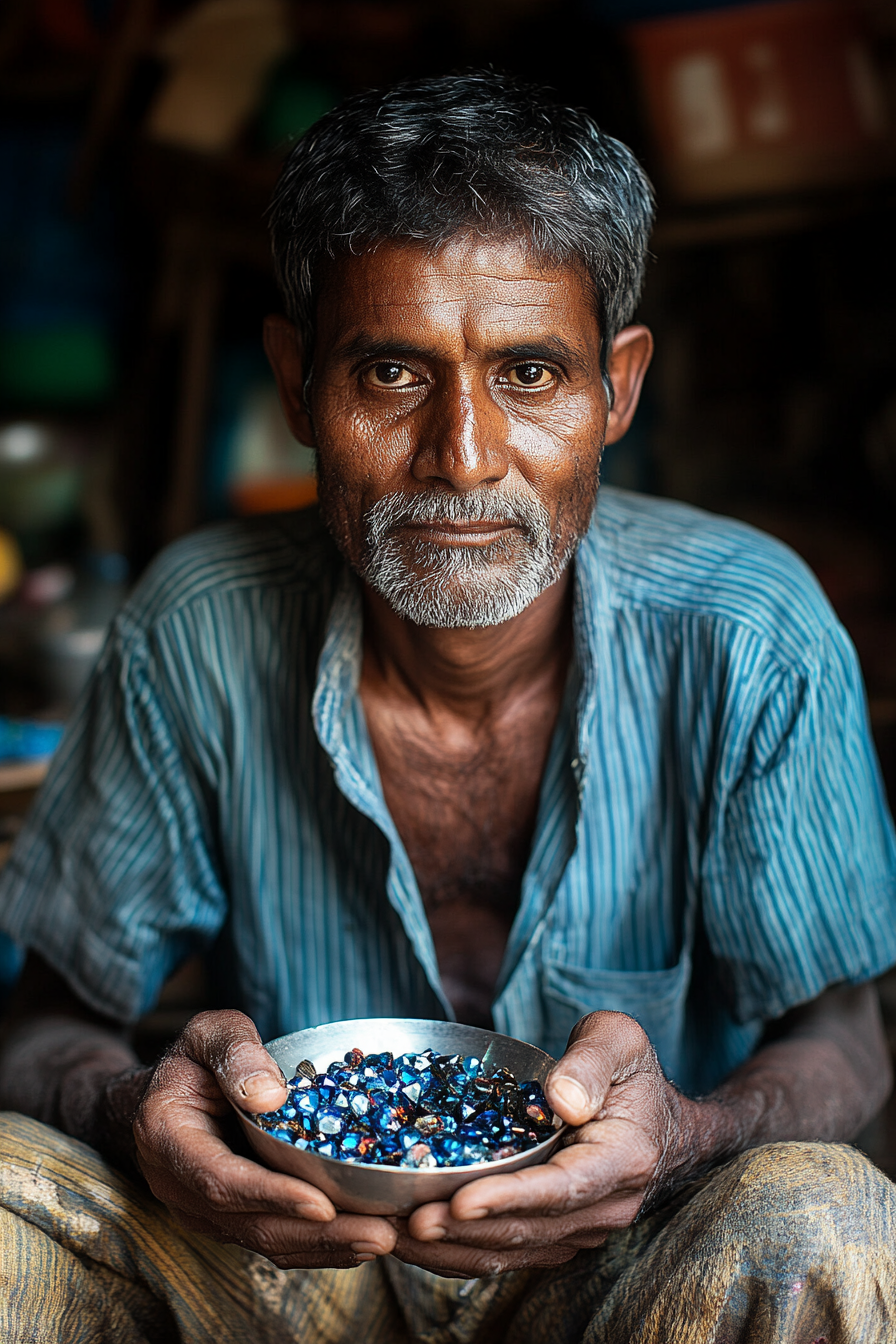 Sunil Jayawardena, Master Gem Polisher, Ratnapura Sri Lanka